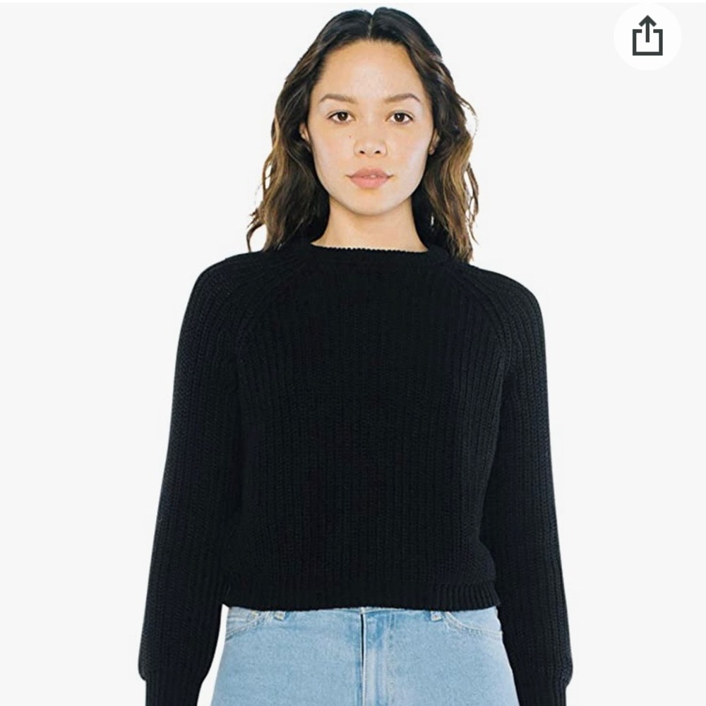 American Apparel Women's Cropped Fisherman Long Sleeve Pullover